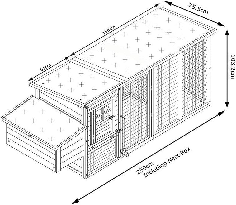 Wooden Chicken Coop with Covered Run Easy Clean Nest Box 3–4 Hens