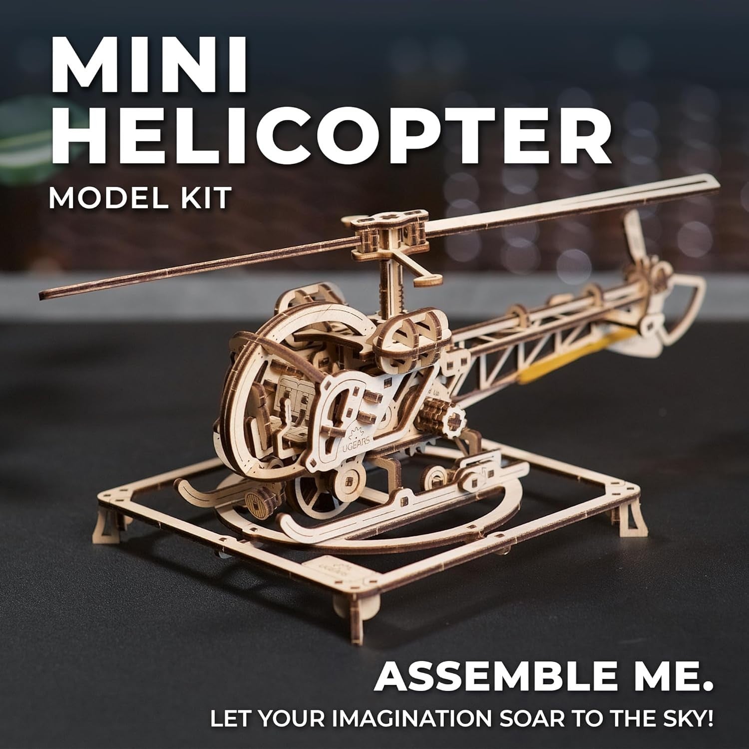 3D Wooden Helicopter Puzzle Model Kit – DIY Brain Teaser, 167 Pieces