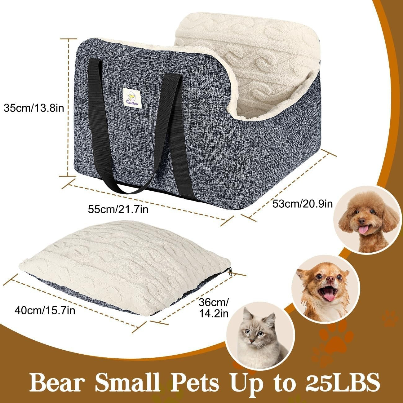 Dog Booster Car Seat Pet Travel Bed Safety Leash Washable Up to 25lbs