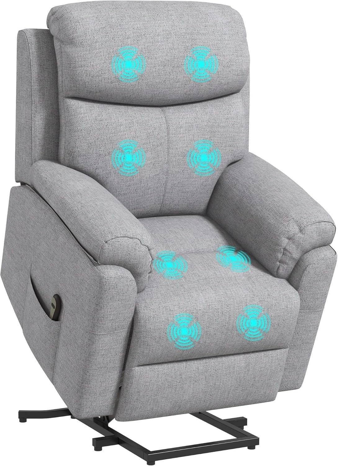 Power Lift Recliner Chair Massage Heat Electric Riser Armchair Linen Grey