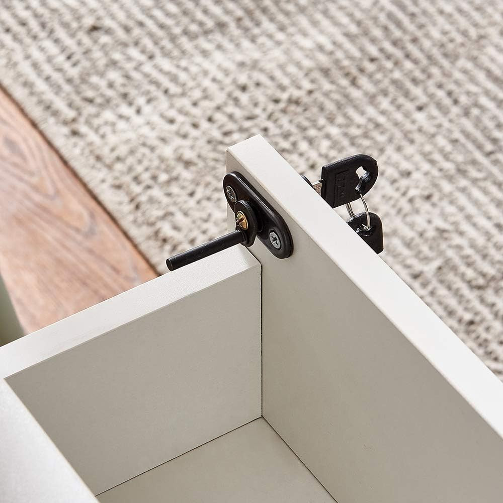 White Lockable Mobile Filing Cabinet 3 Drawer A4 Under Desk on Wheels