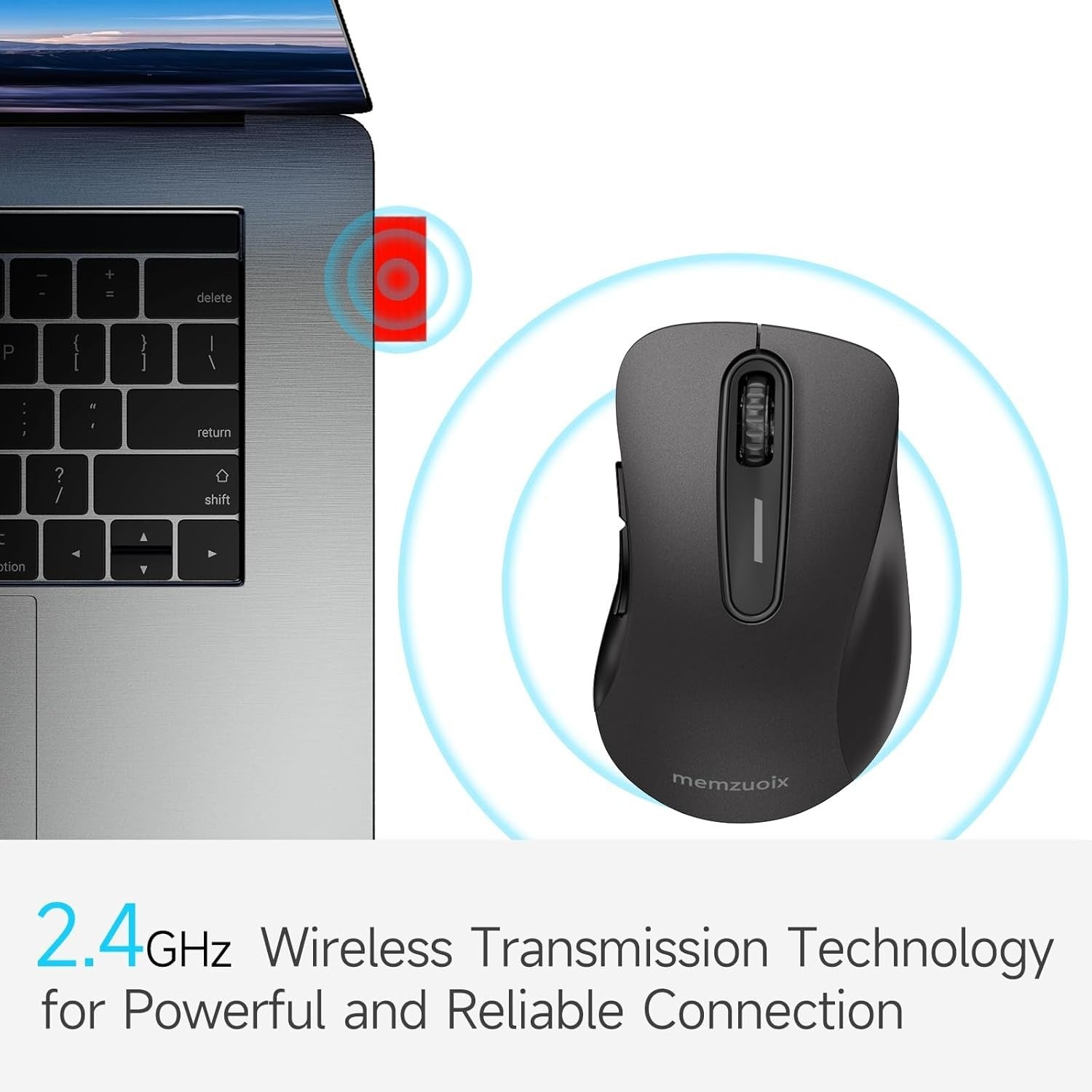 Matte Black Wireless Mouse 1400 DPI USB Silent 5 Button PC