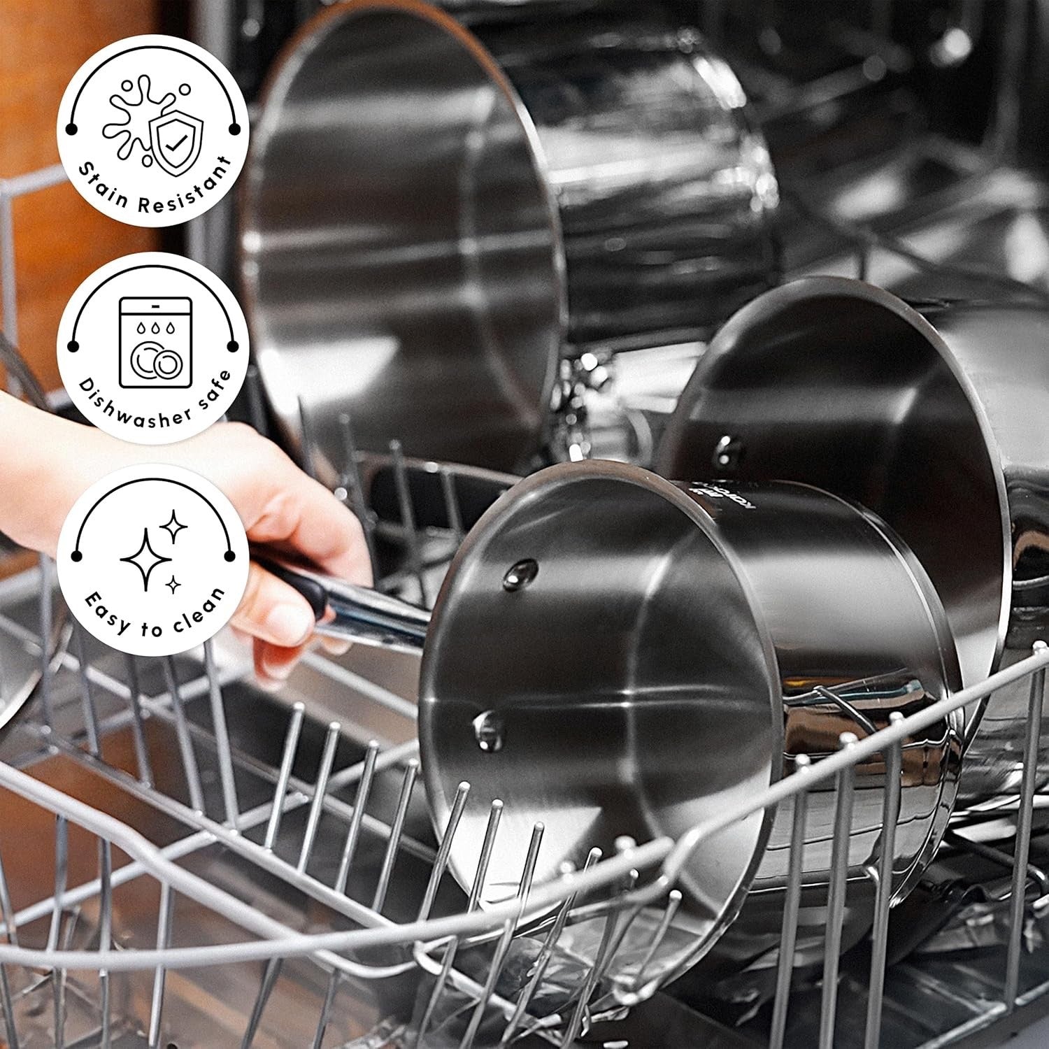 8pcs Stainless Steel Induction Cookware Set Non Stick Dishwasher Oven Safe