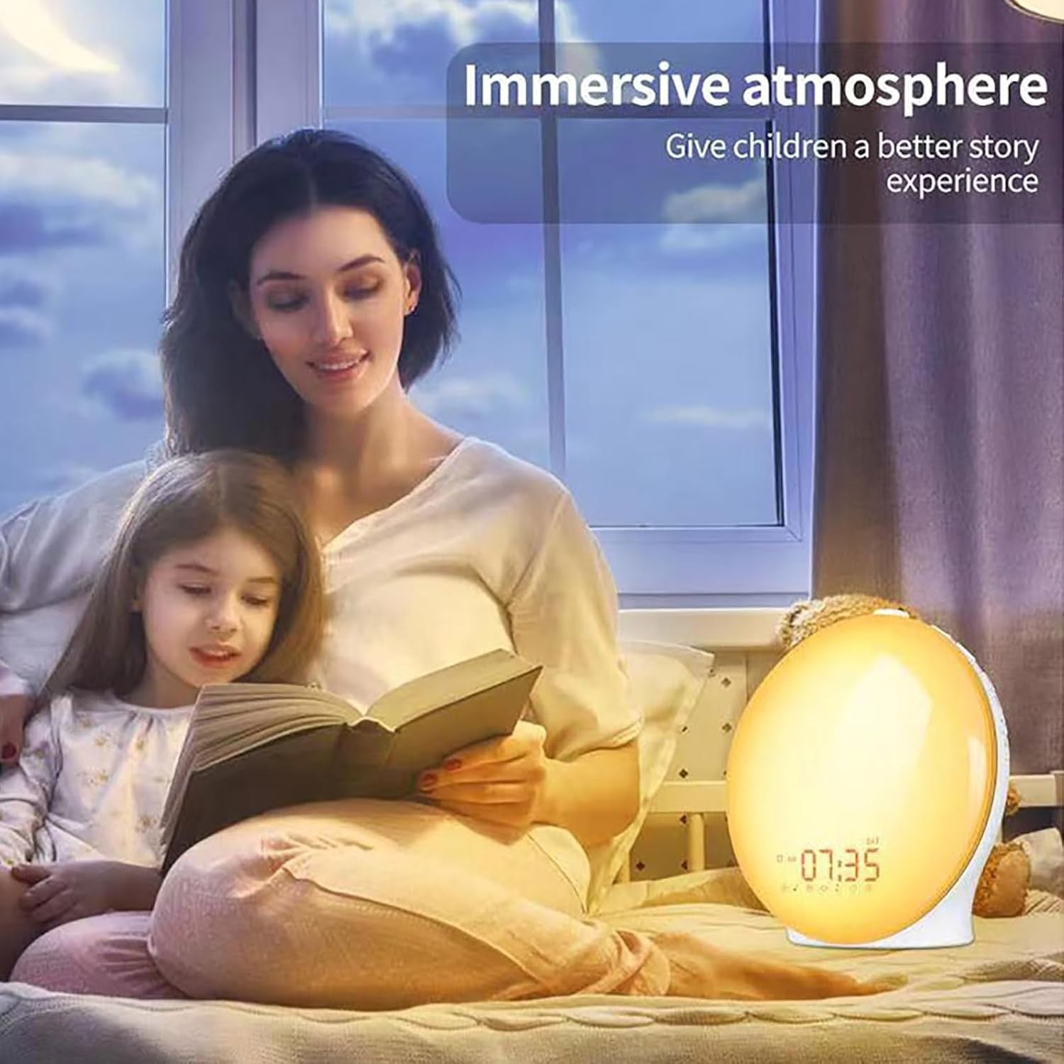 Wake Up Light, Sunrise Alarm Clock with 14 Colorful Light, Sleep Timer, Colored