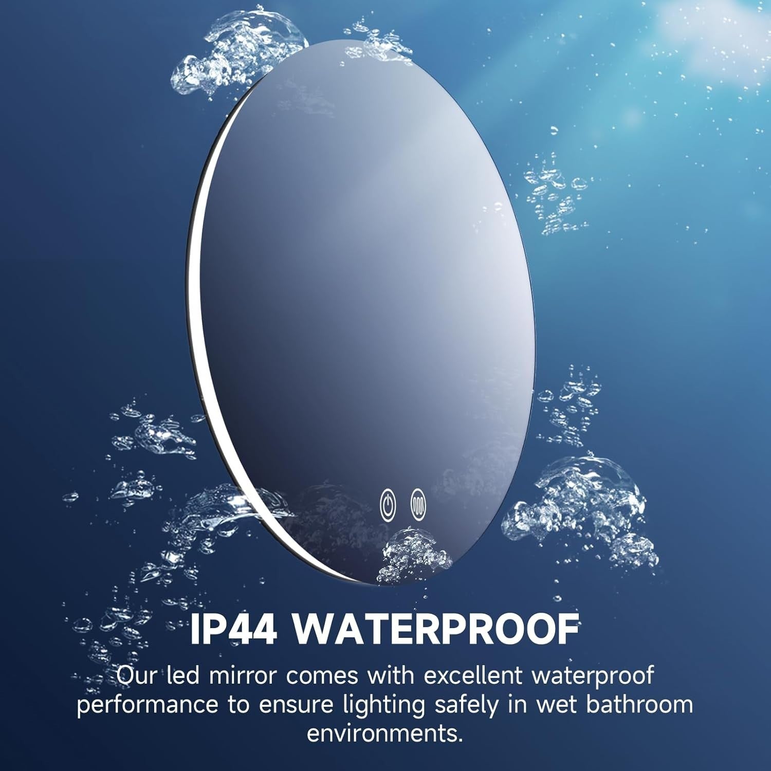 LED Round Bathroom Mirror 50cm Wall Mounted Anti-Fog Light Touch Sensor