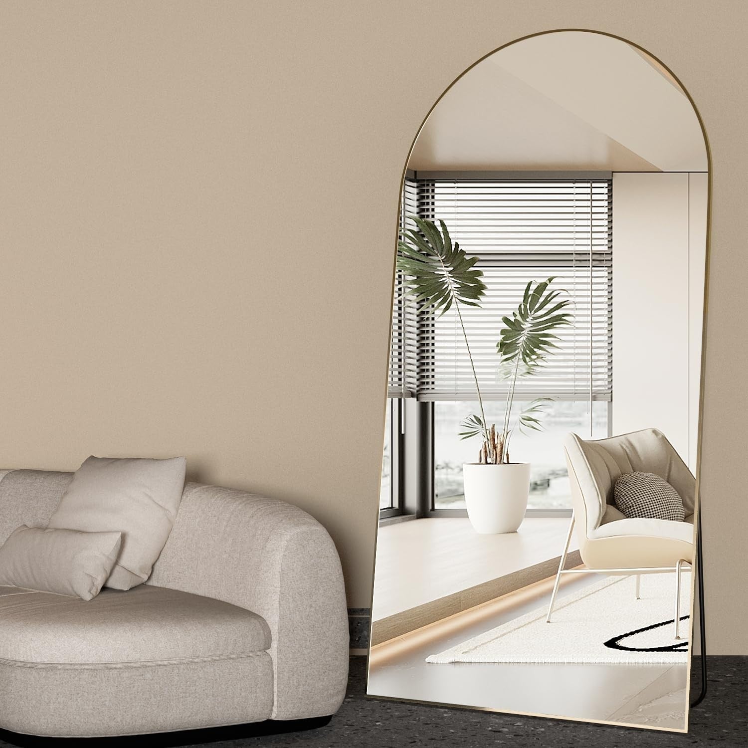 Large Gold Arch Floor Mirror 180x80cm Full Length Standing Dressing