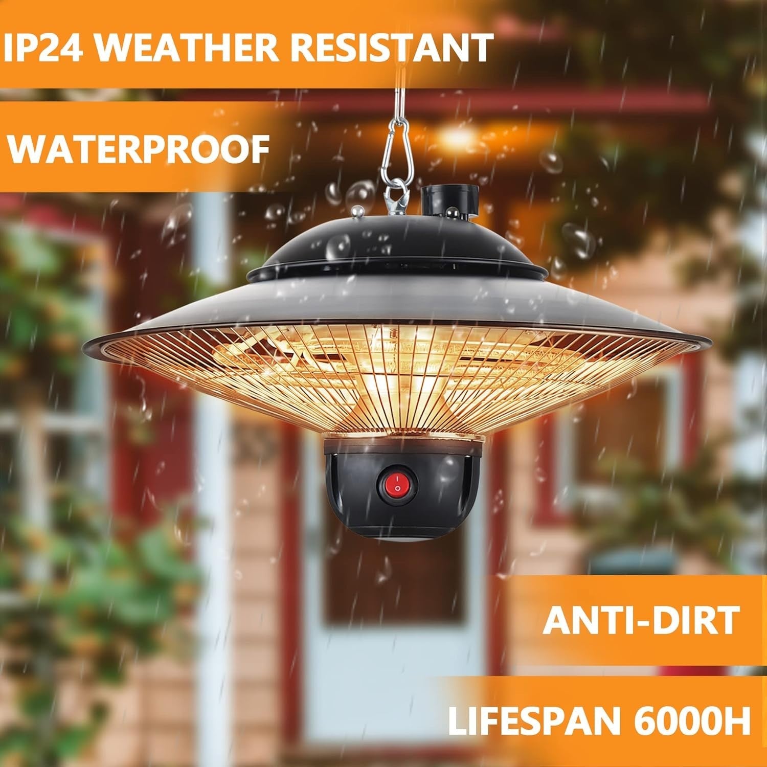 Ceiling Mounted Infrared Patio Heater 2000W Fast Heat Outdoor Indoor Use