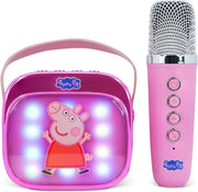 Pink Mini Karaoke Speaker with Wireless Mic LED Lights Bluetooth