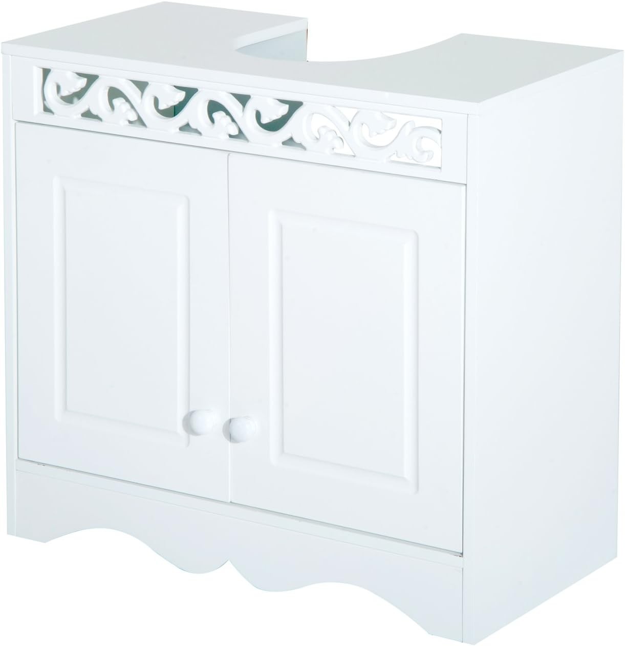 White Under Sink Bathroom Cabinet 2 Door Storage Cupboard Vanity Unit