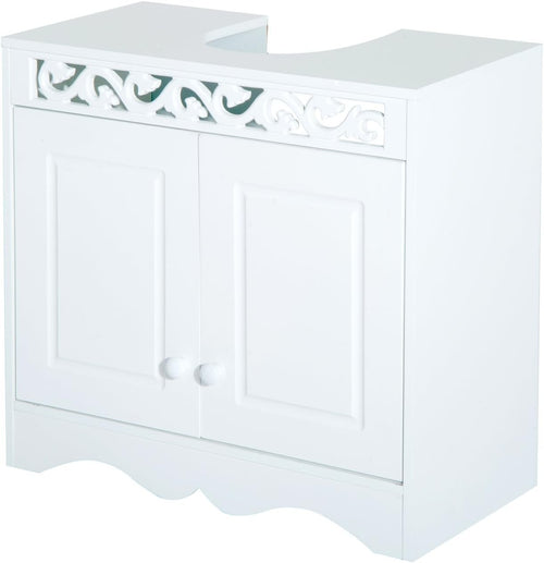 White Under Sink Bathroom Cabinet 2 Door Storage Cupboard Vanity Unit