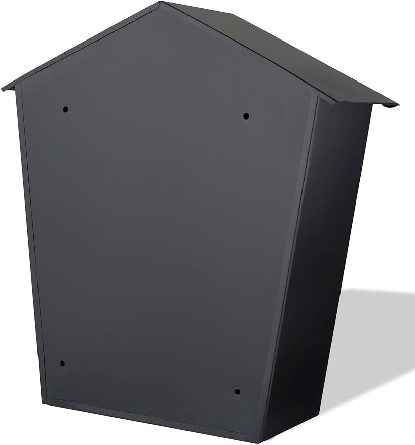 Lockable Cast Iron Wall Mounted Mailbox Black Weatherproof Post Box Large Secure