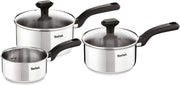 3pcs Stainless Steel Pan Set Induction Compatible, Dishwasher Safe Silver Finish