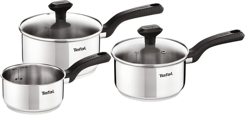 3pcs Stainless Steel Pan Set Induction Compatible, Dishwasher Safe Silver Finish
