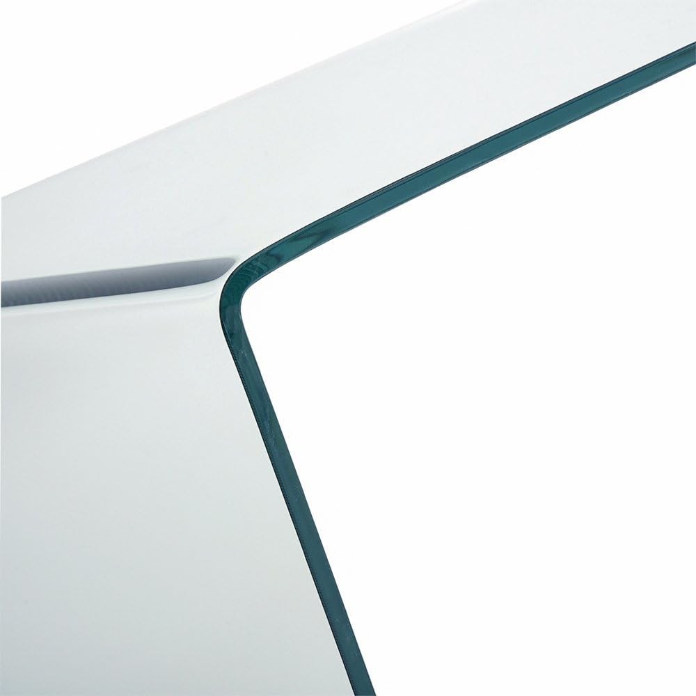 Clear Modern Curved Glass Console Table – Sleek, Durable & Spacious