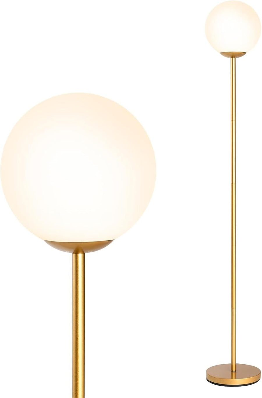 Modern Globe Floor Lamp Brushed Metal Tall Standing Light Bedroom Living Room