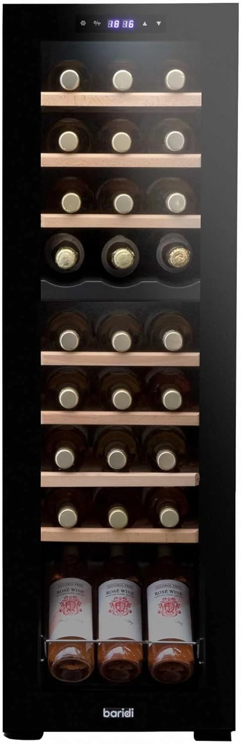 27 Bottle Dual Zone Wine Cooler Fridge Touch Screen LED Glass Door Black