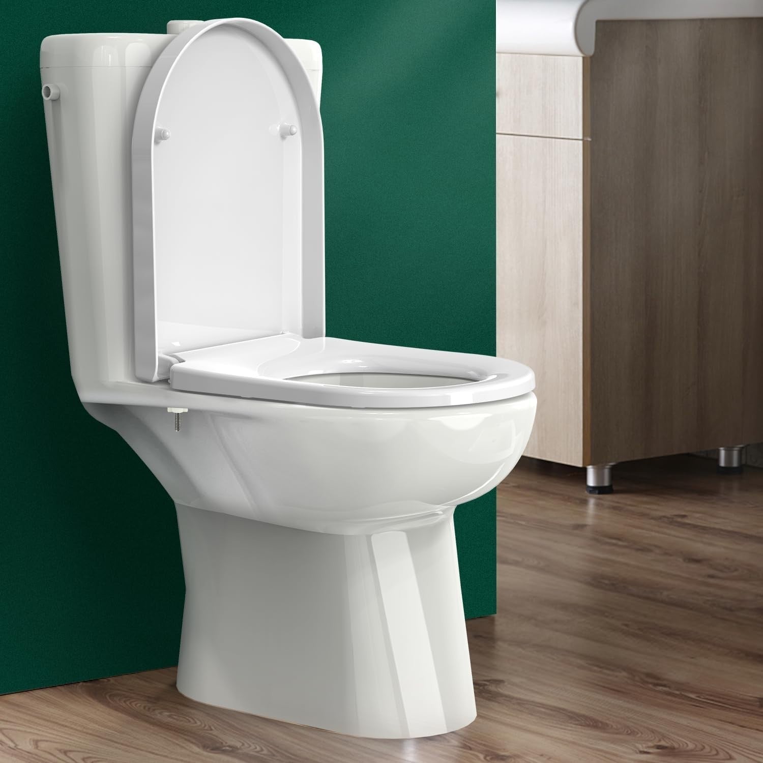 D Shape Soft Close Toilet Seat White Quick Release Antibacterial PP 46.6x36cm