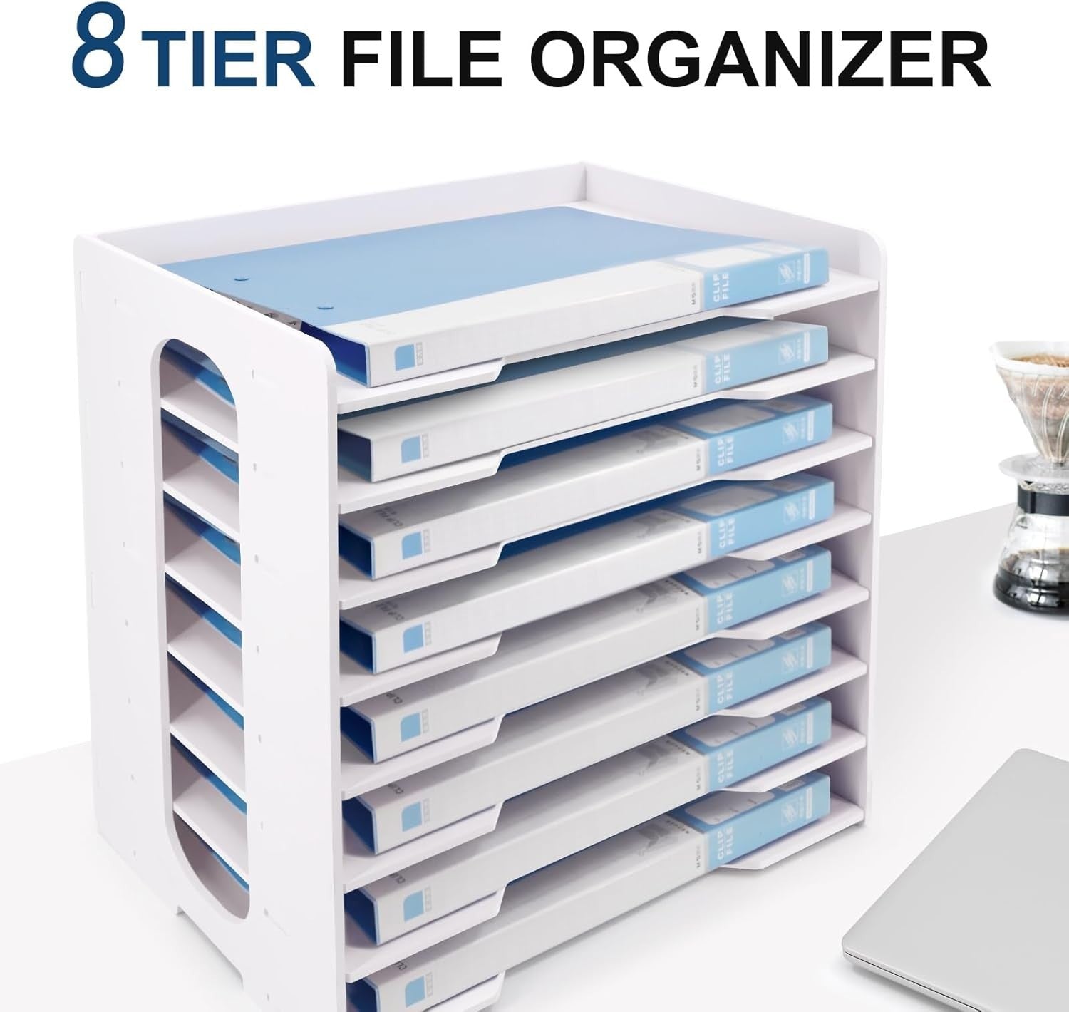 Large 8-Tier Desk Paper Organizer – Legal Size File Sorter & Mail Tray