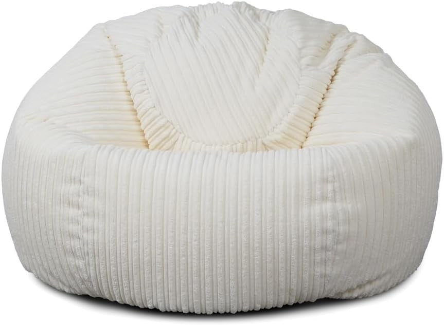 Ivory Bean Bag Chair Adult Lounger – Jumbo Cord Recliner Sofa Seat