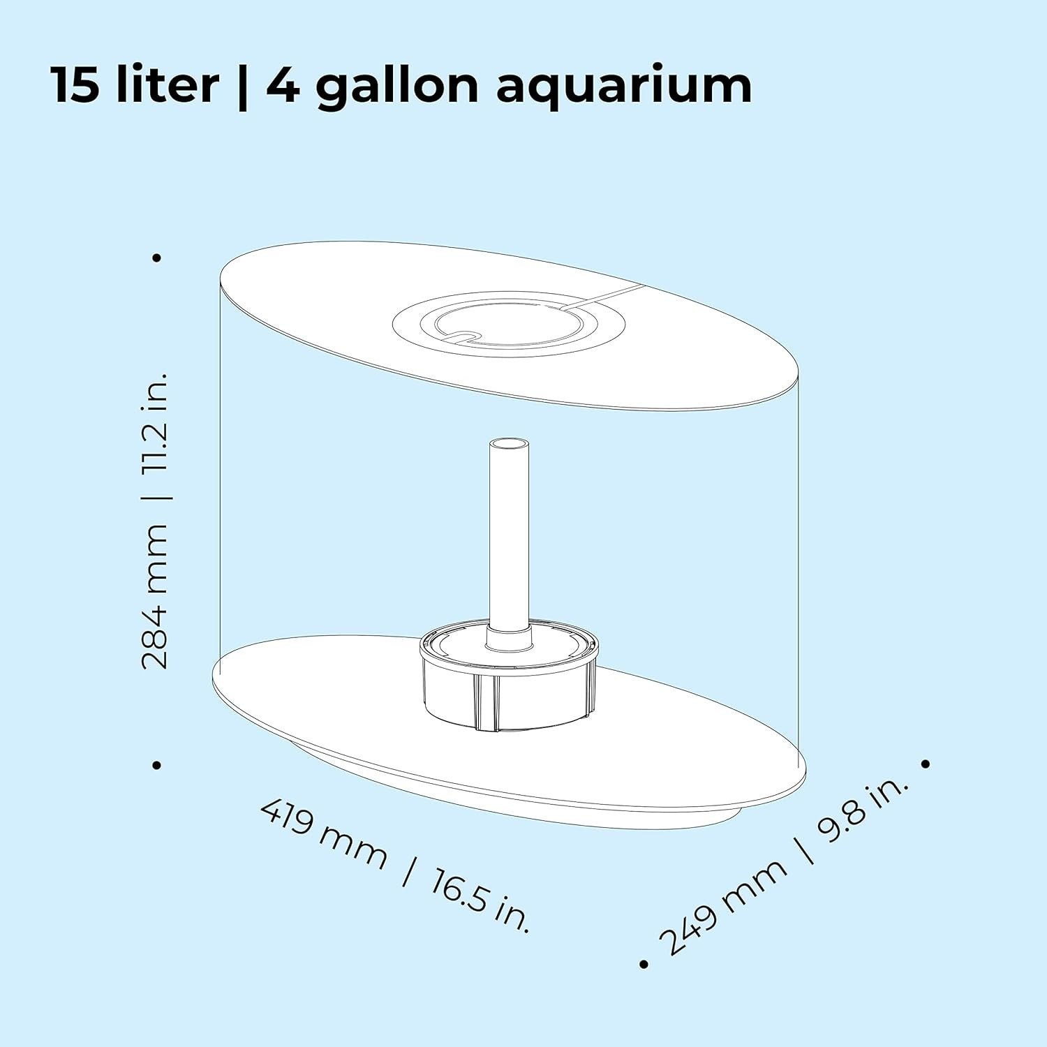 15L Acrylic Oval Aquarium with Remote LED Lights & 5-Step Filtration