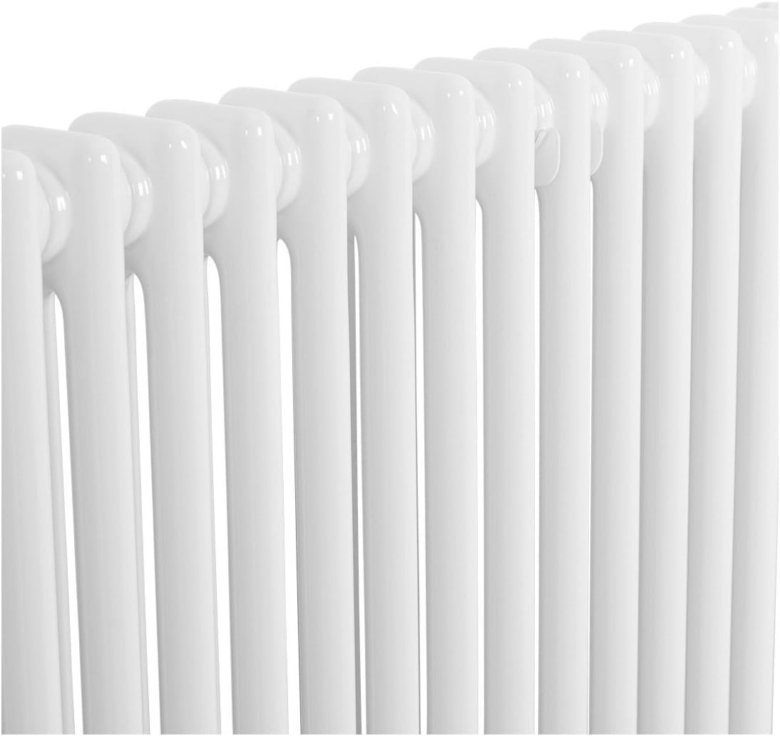 Double Column Horizontal Radiator 600x1010mm White Cast Iron Style