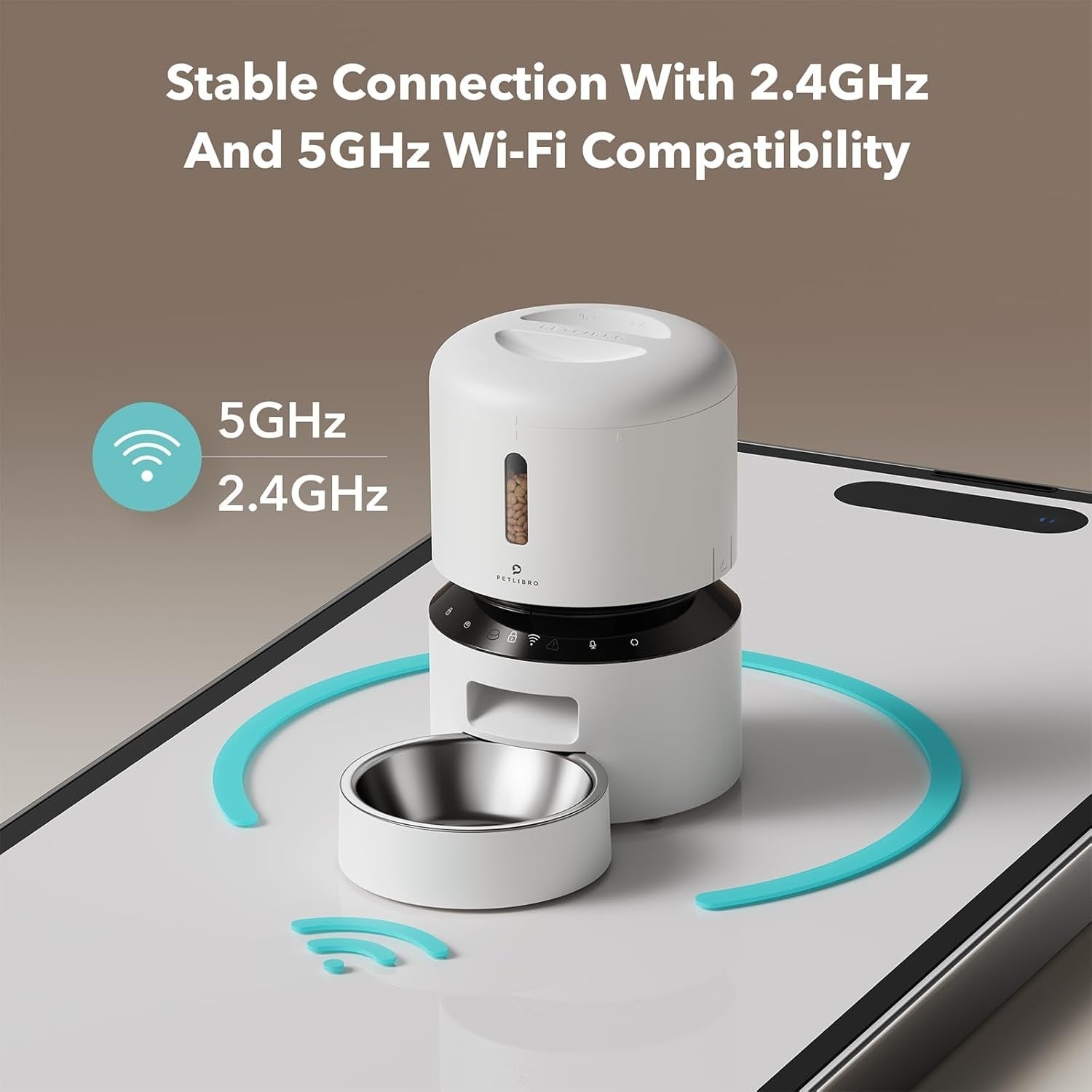 WiFi Automatic Pet Feeder 3L Timed Food Dispenser Stainless Steel Bowl