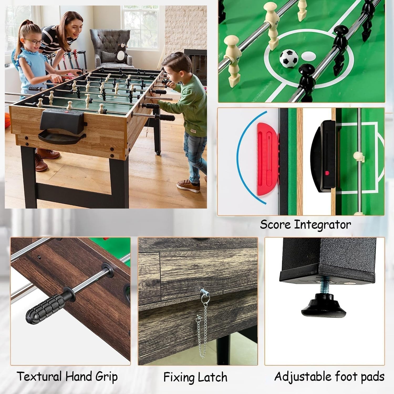 5 in 1 Multi Game Table 4ft Kids Pool Foosball Air Hockey Ping Pong