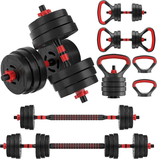 60lb Adjustable Dumbbell Kettlebell Barbell 4-in-1 Portable Home Gym