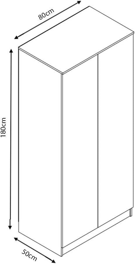 Modern 2 Door Bedroom Wardrobe Grey Gloss Storage Clothes Organizer H180xW80cm