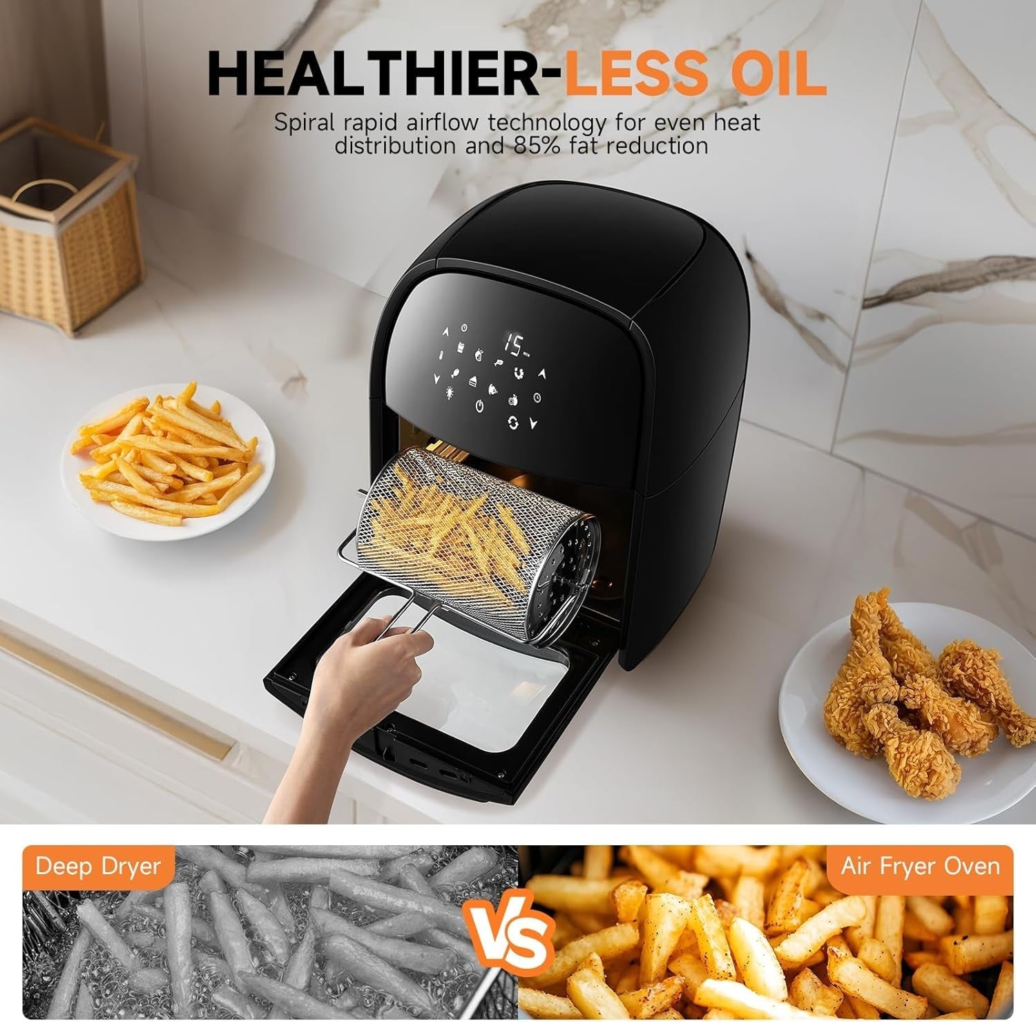 12L Air Fryer Oven With Rotisserie | Digital Touchscreen | 8 Presets 1800W