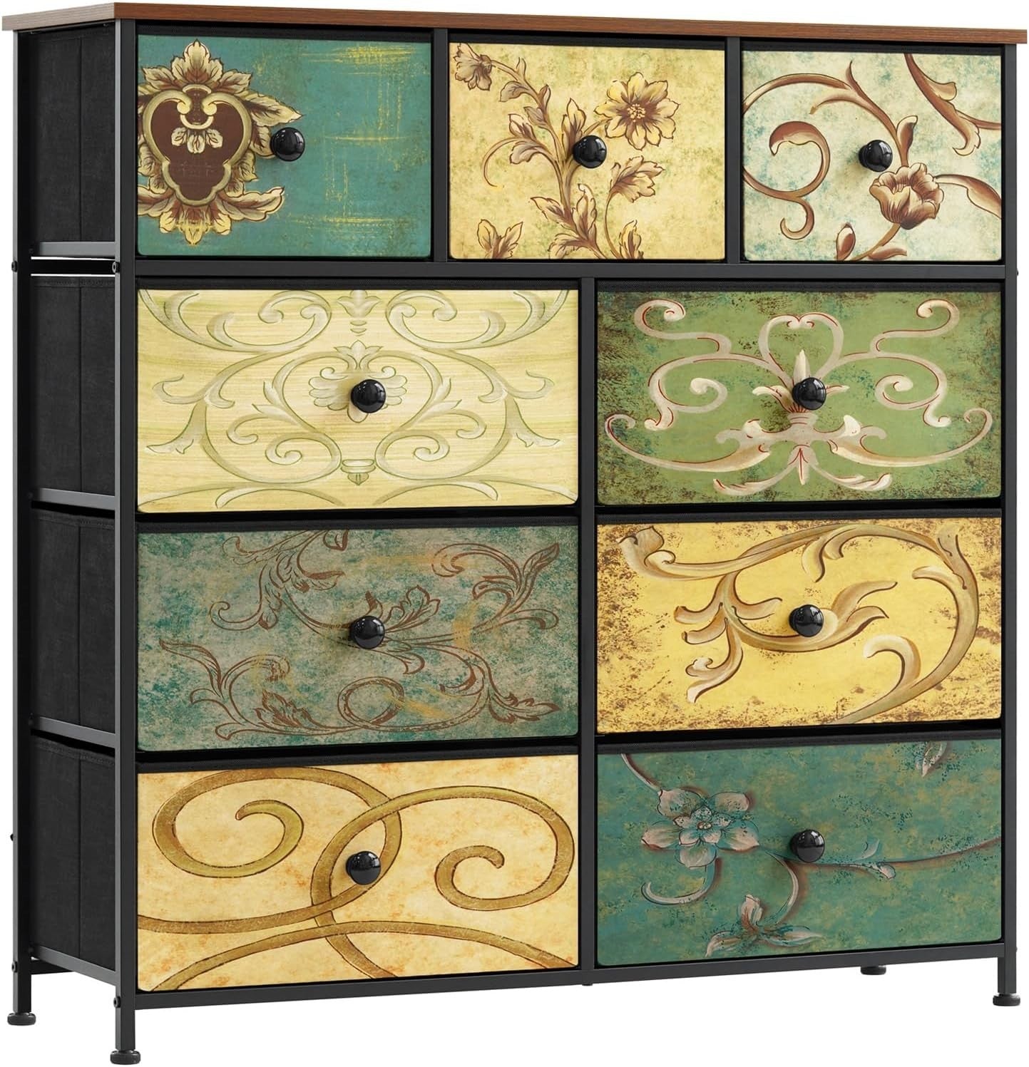 9 Drawer Fabric Chest Lightweight Storage Organizer Bedroom Living Room