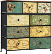 9 Drawer Fabric Chest Lightweight Storage Organizer Bedroom Living Room
