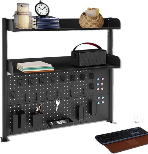 Clamp-On Desk Shelf with Pegboard Desk Extender Bookshelf Storage Organizer