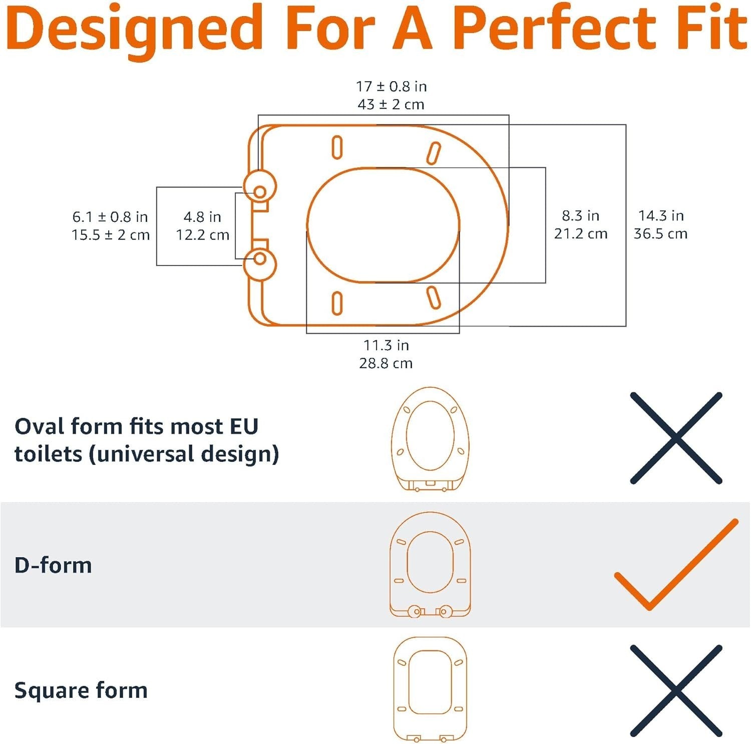 Luxury D Shape Soft Close Toilet Seat White Matt Finish Quick Release 36.5x43cm