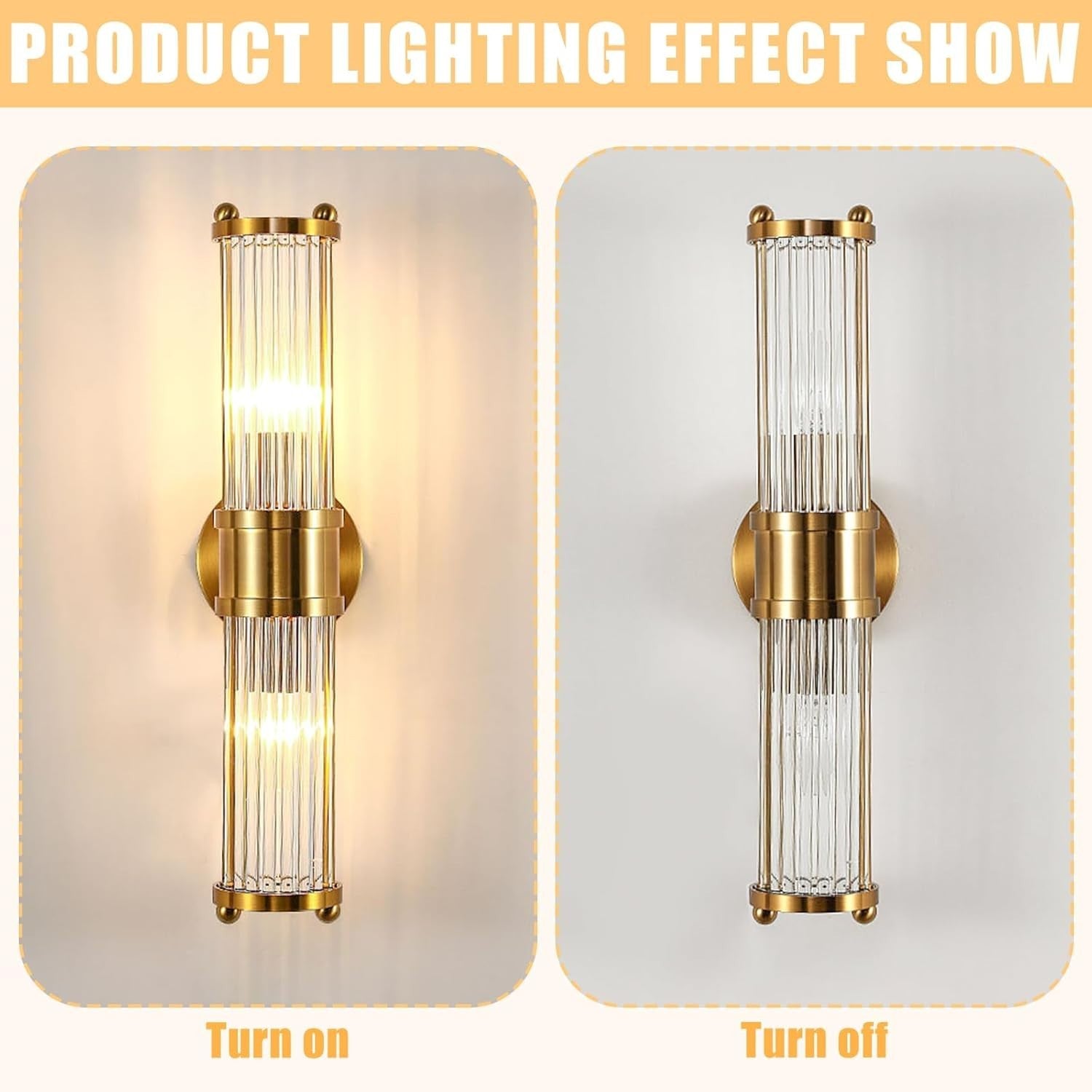 Gold Glass Wall Sconce Light Industrial Vintage Bedroom Hallway Lamp