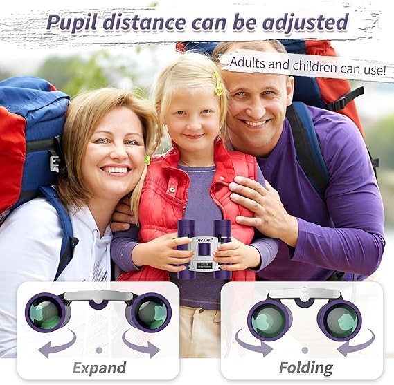 8x21 Waterproof Kids Compact Binoculars Mini Folding for Bird Watching Purple