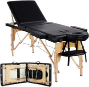 Adjustable 3-Section Folding Massage Table Portable Beauty Lash Bed Black 60cm