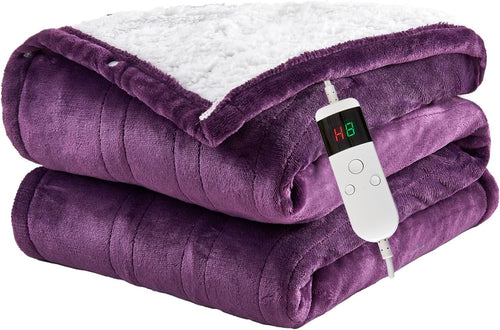 Electric Heated Throw Blanket 10 Heat Settings Sherpa Fleece Auto Off 130x160cm