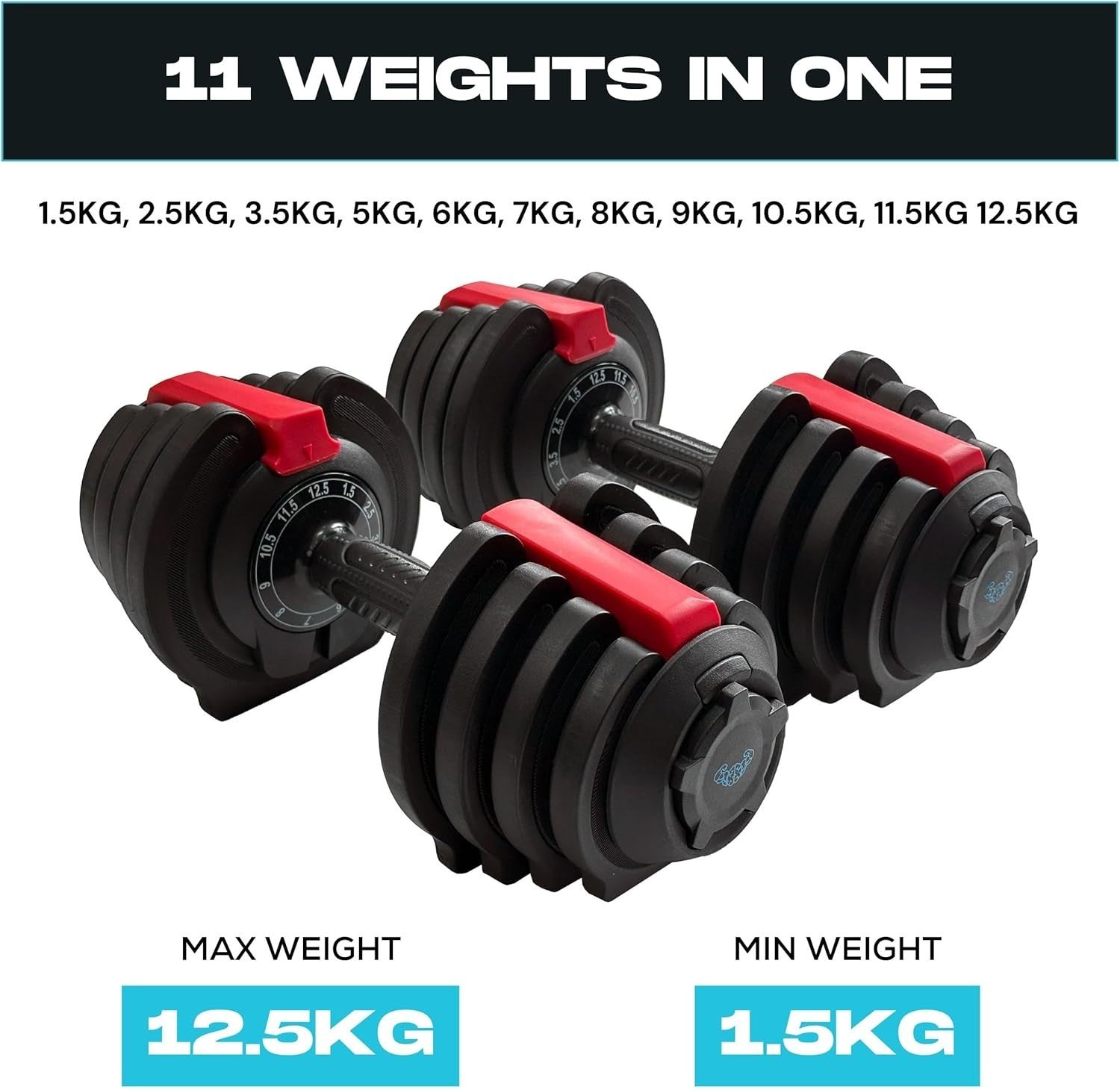 Adjustable Dumbbells Pair Space-Saving Smart Click Home Gym Weights