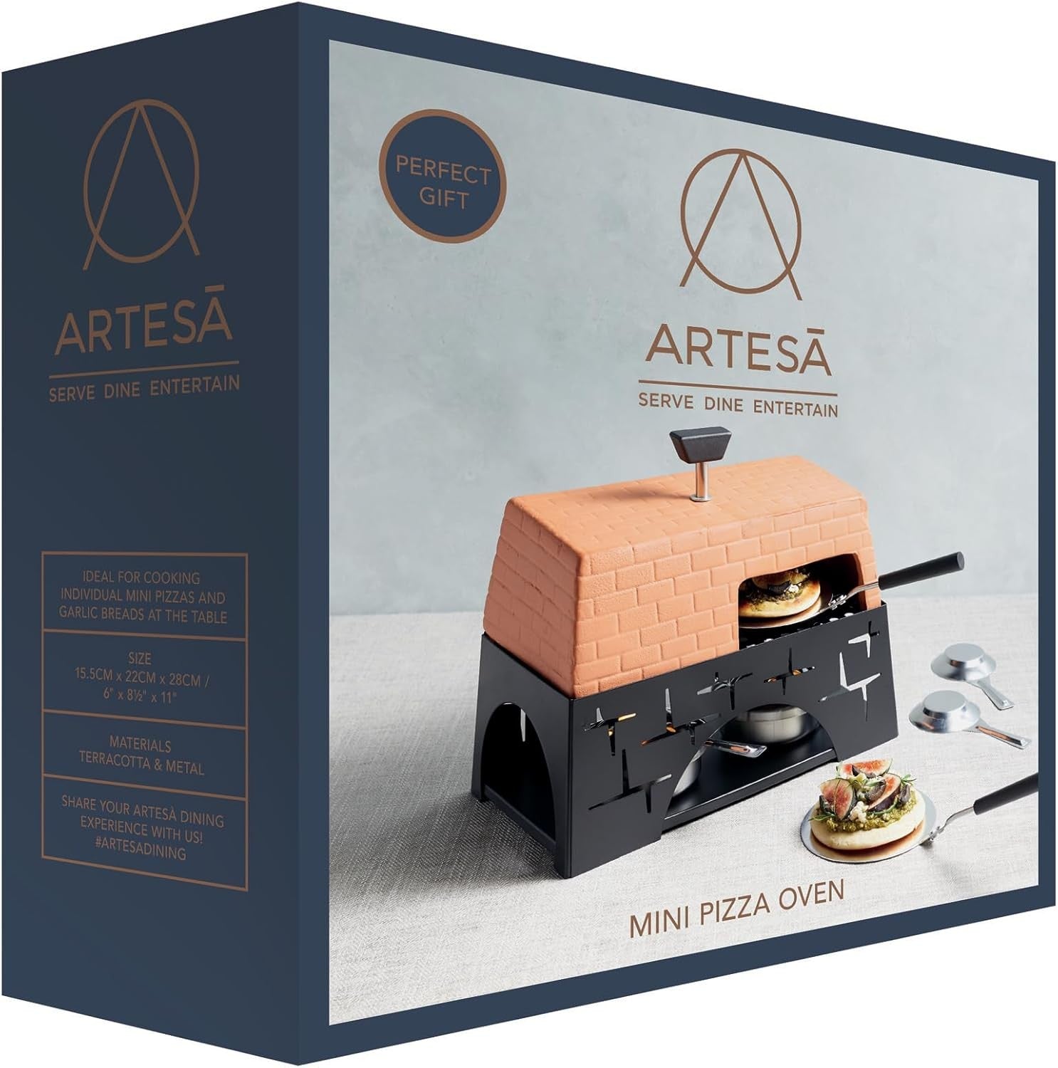 Mini Tabletop Pizza Oven | Terracotta & Metal Cooker for Garlic Bread