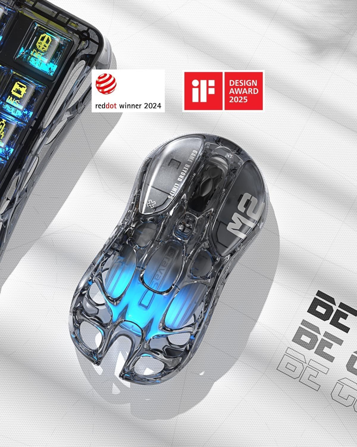 Transparent RGB Wireless Gaming Mouse 26K DPI 79g 5 Button Pro