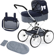 Classic Dolls Pram Nostalgic Style Foldable Pushchair Basket Bag