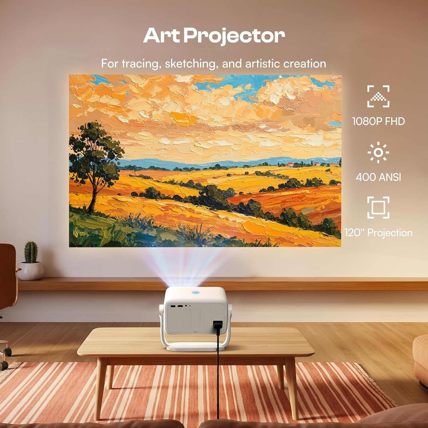 1080P Art Projector for Drawing Tracing WiFi Auto Focus 360° Base