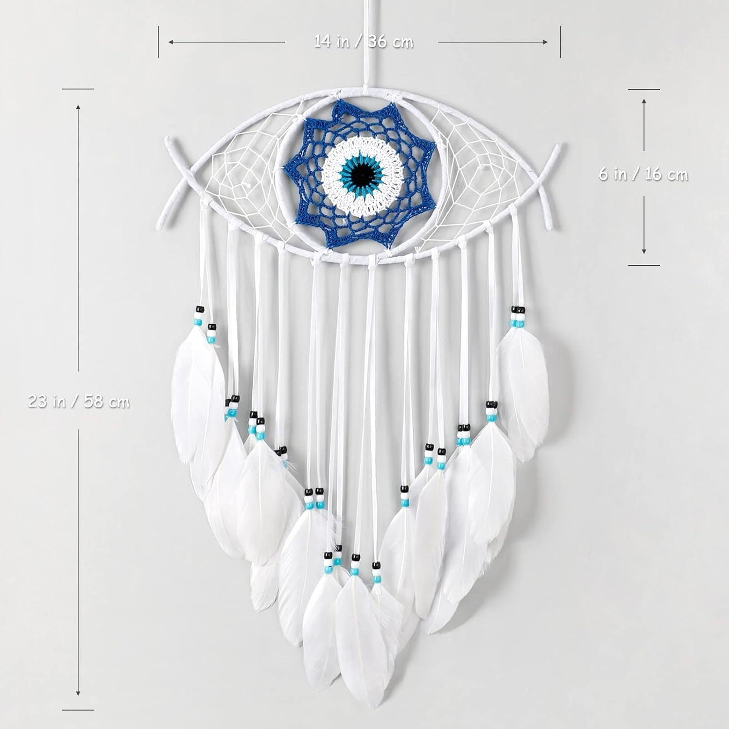 Boho Evil Eye Dream Catcher White Macrame Wall Hanging Decor