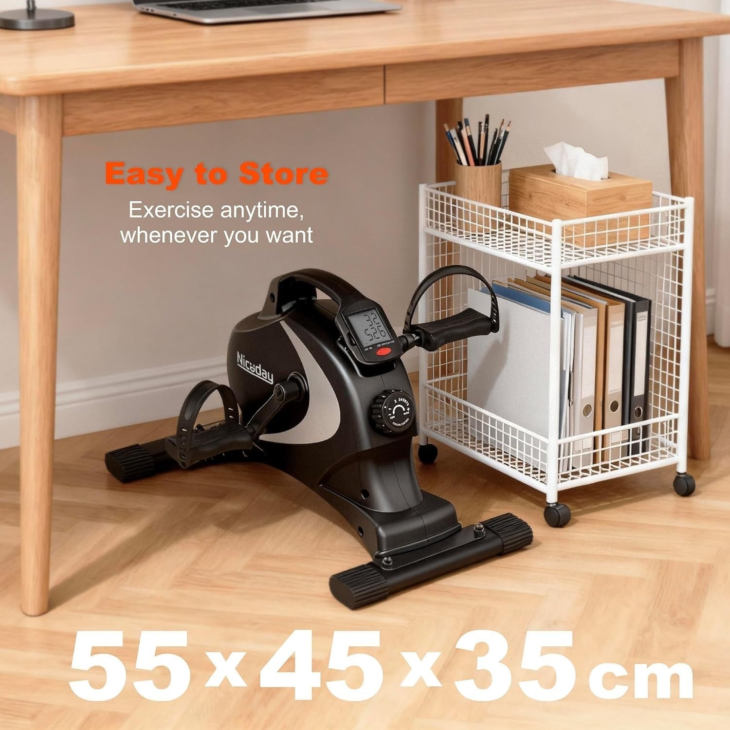 Under Desk Exercise Bike Pedal Exerciser 8 Level Magnetic Resistance
