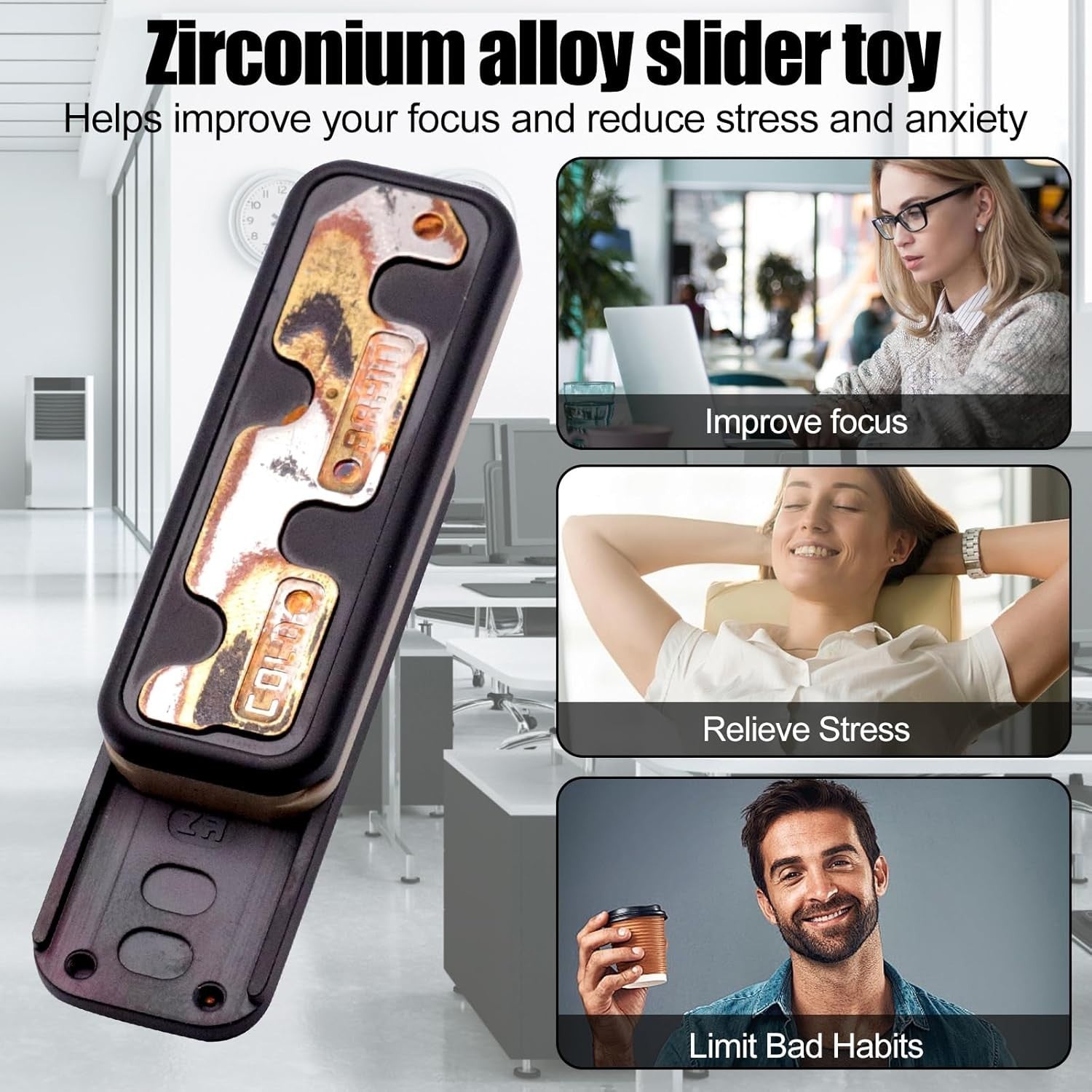 Metal Fidget Slider Zirconium Alloy EDC Stress Relief ADHD Toy