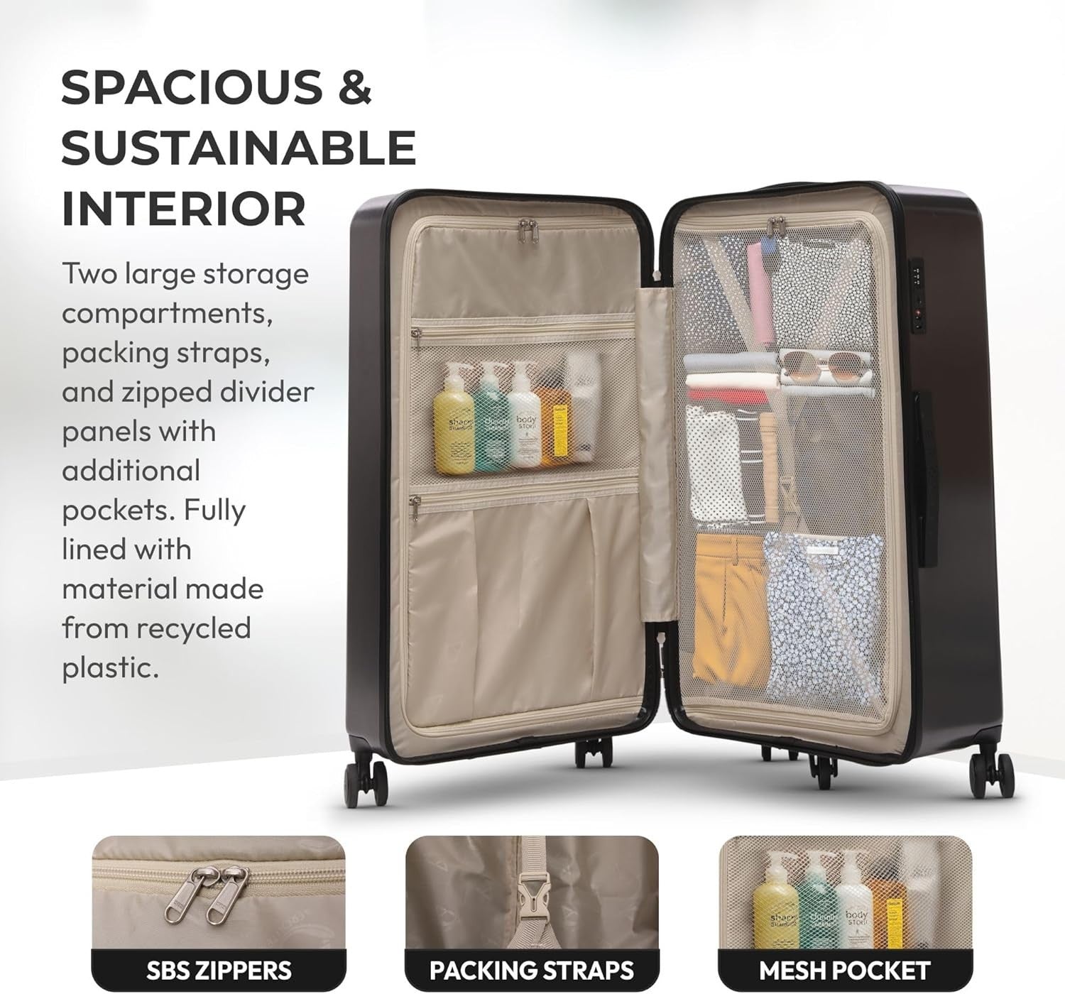 Large 101L Hard Shell Suitcase ABS Spinner Wheels Trunk TSA Lock Checked