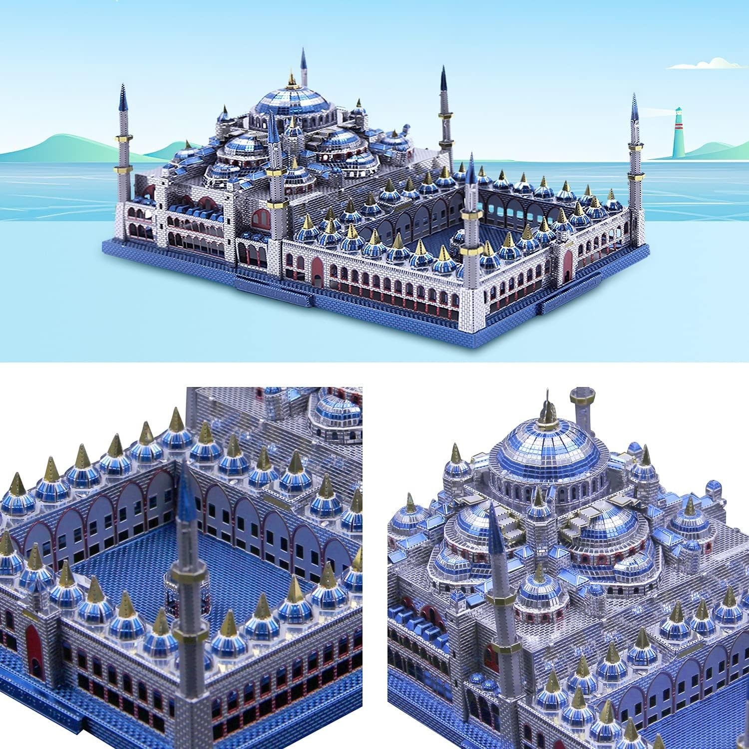 3D Metal Puzzle Mosque Model, DIY Brain Teaser, 229 pcs, Ages 2+