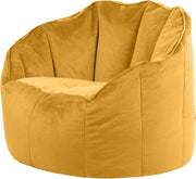 Large Velvet Bean Bag Chair Adult Seat Ochre Yellow Home Lounge Comfort