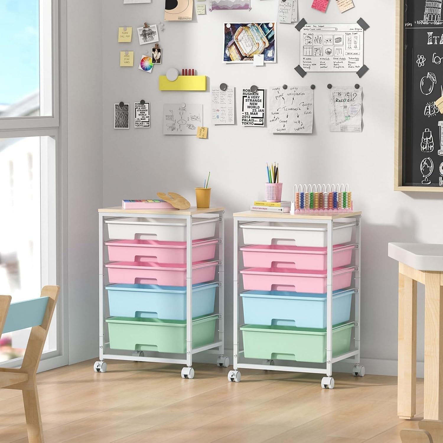 5 Drawer Rolling Storage Trolley Multicolor Organizer Cart on Wheels